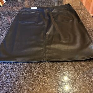 Chico's Coated Denim Black Womens Midi Skirt-NWT